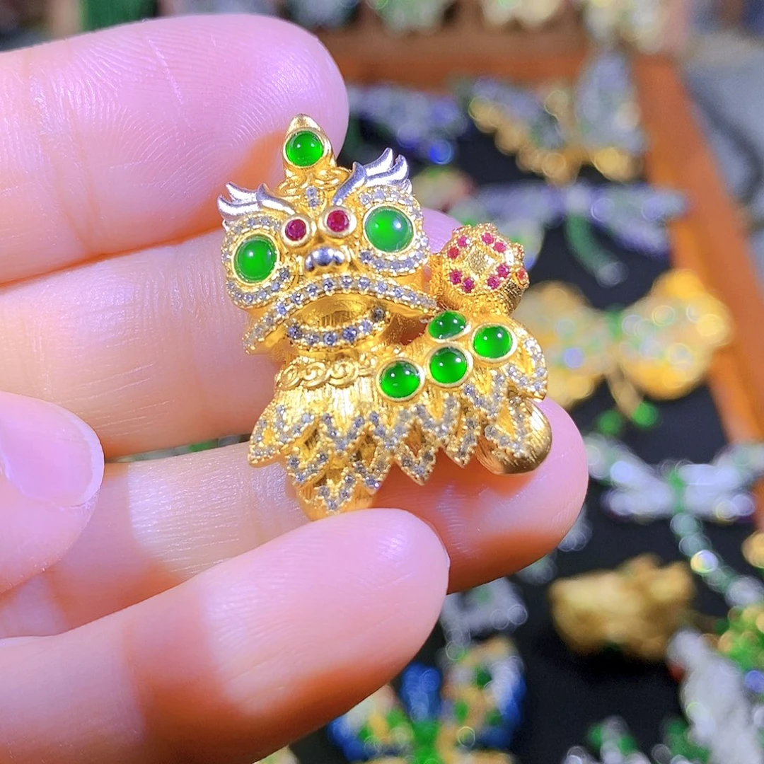 吊坠(不含链)银S925镶嵌翡翠