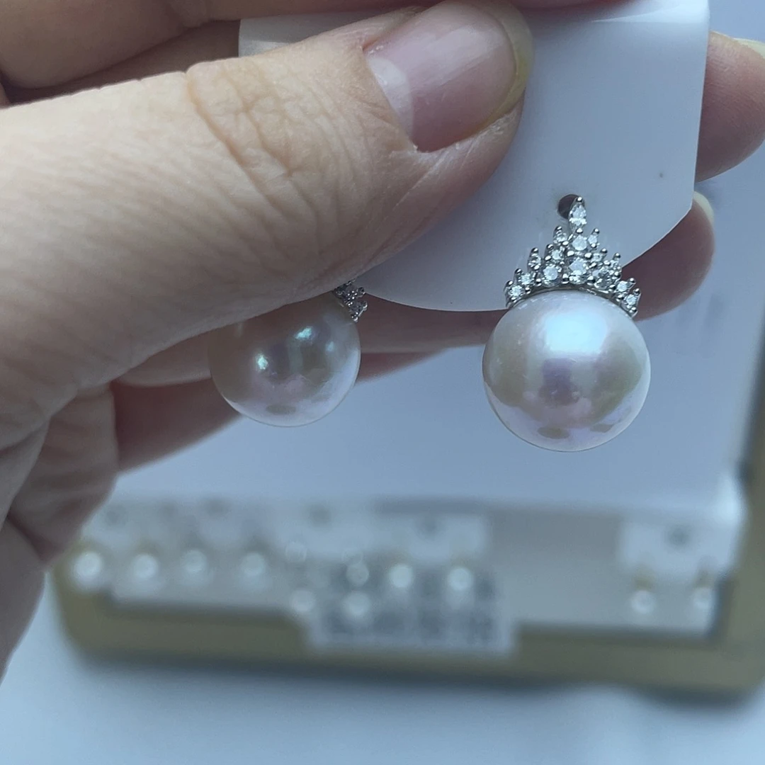 银S925镶嵌淡水珍珠耳饰