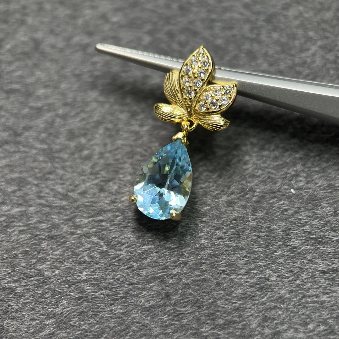 8314-S925银-托帕石吊坠-8mm*12mm