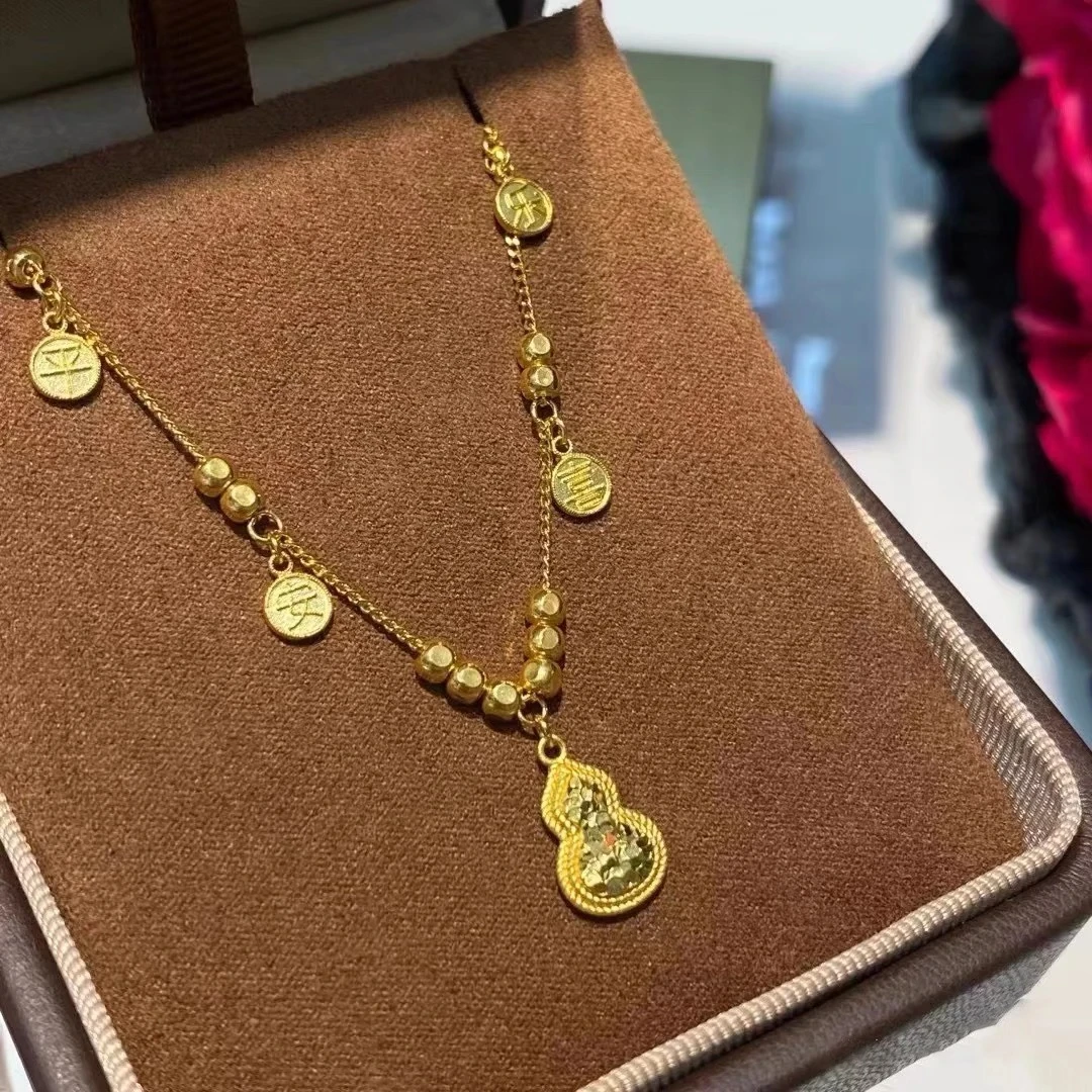 水贝西木家 XM147高定镀K金CNC碎碎冰福禄坠链精致项链