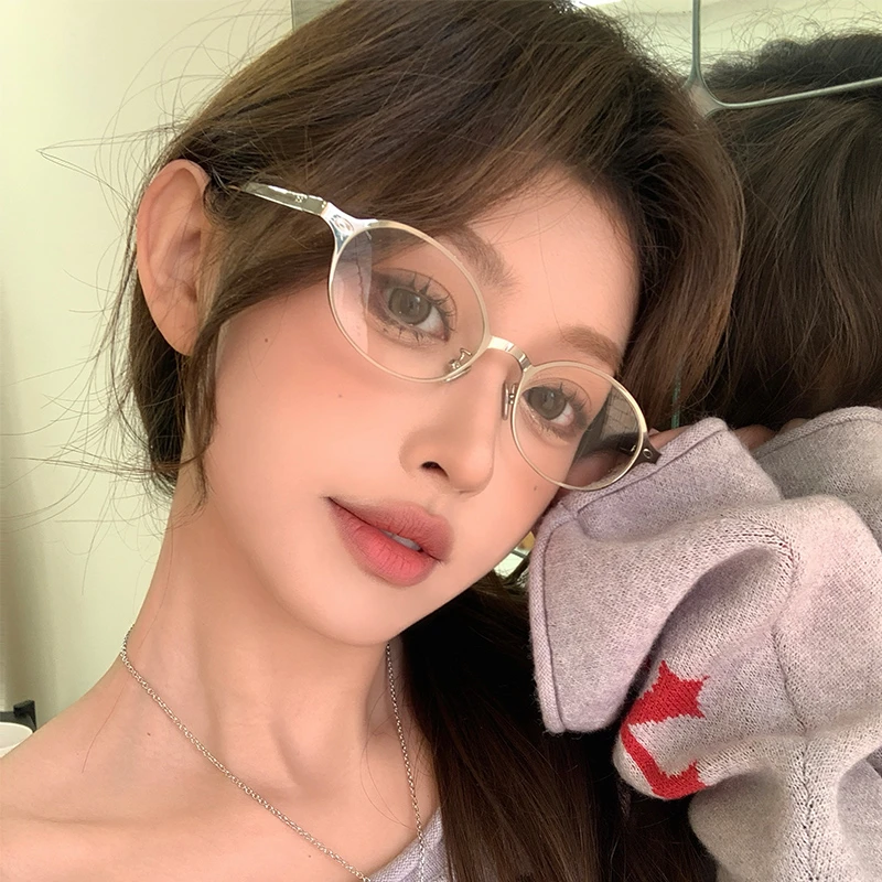 槑槑哒金属文艺高智感眼镜女韩版潮防蓝光辐射近视眼镜框个性网红