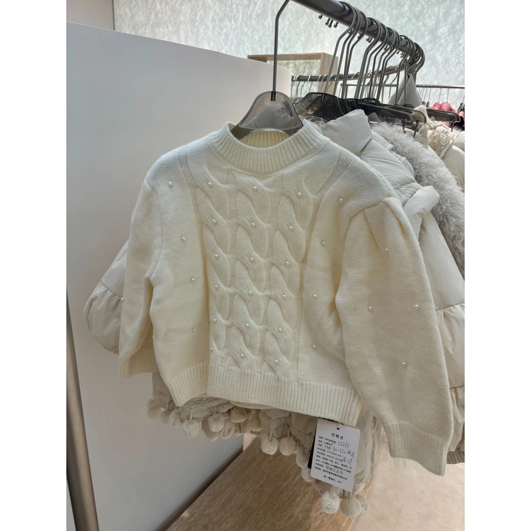 【恩姐定制】秋季童装女童百搭气质儿童珍珠毛衣EN25267