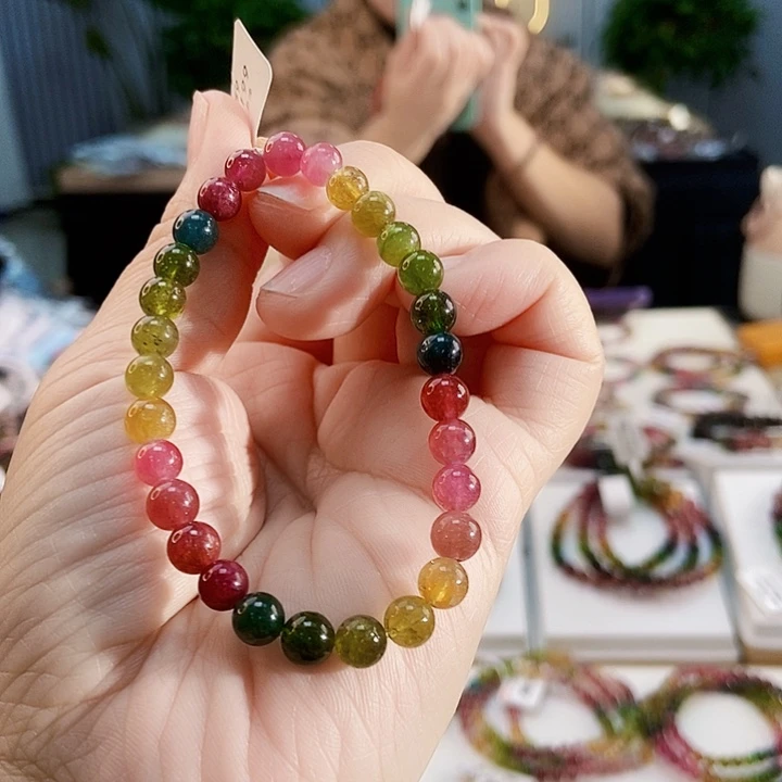 碧玺手链未镶嵌G2459单圈微色差发一