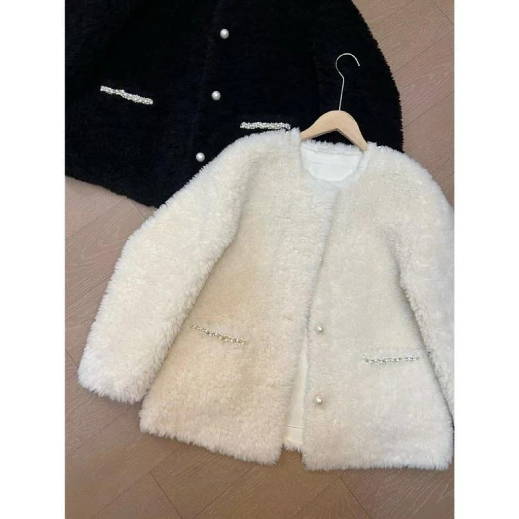 27173韩代高货重工钉珠皮毛一体外套QY531衣长61