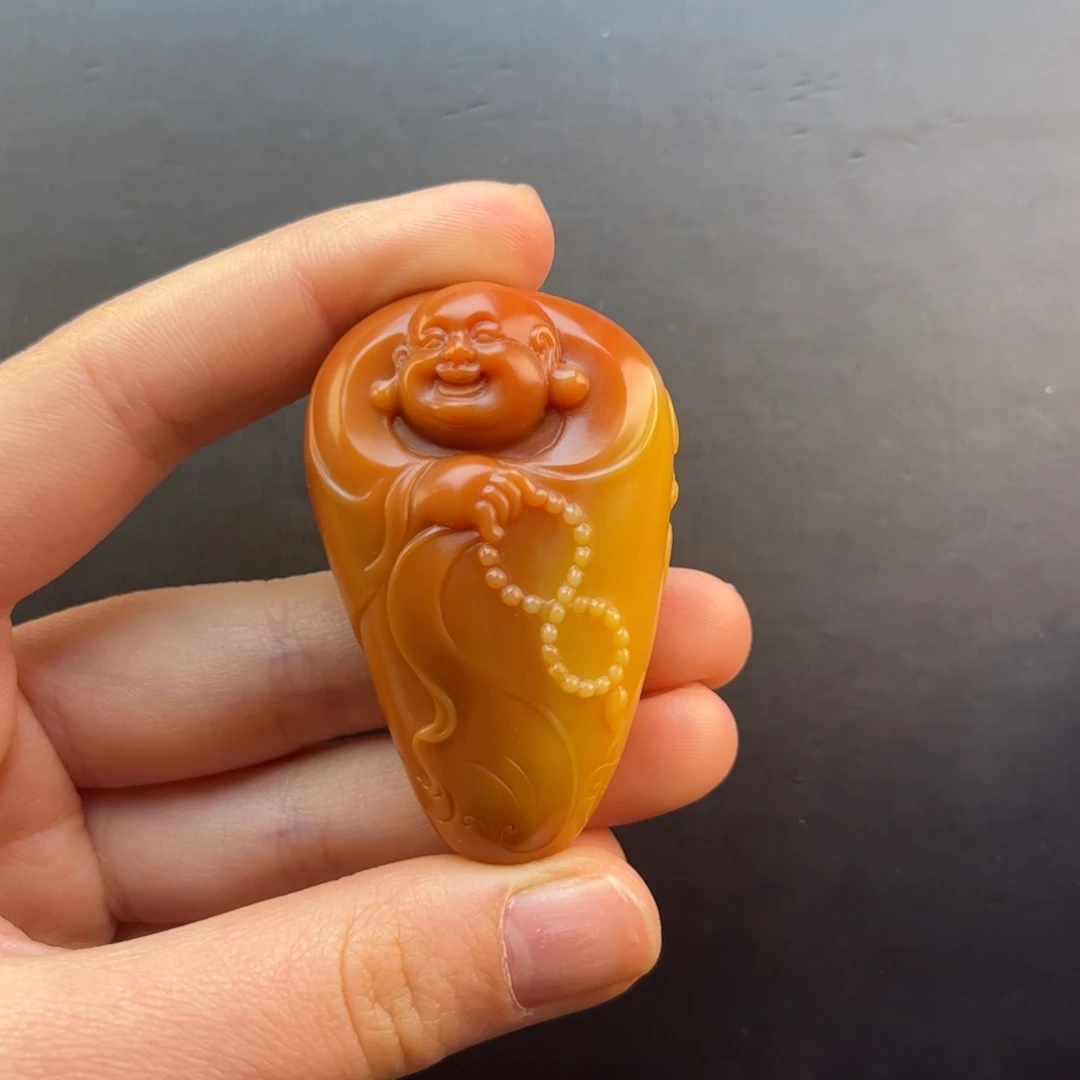 石英质玉黄蜡石挂件未镶嵌锐*