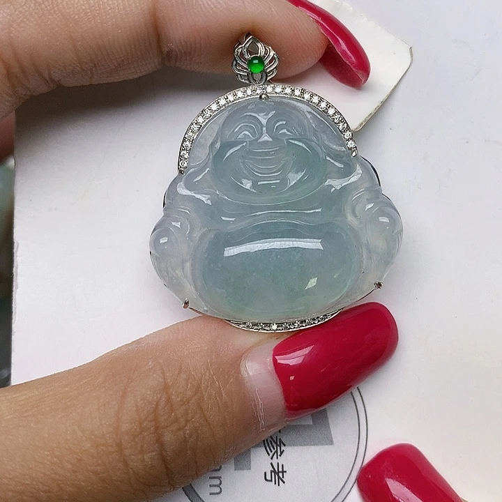 颈饰18K金镶嵌翡翠天然翡翠