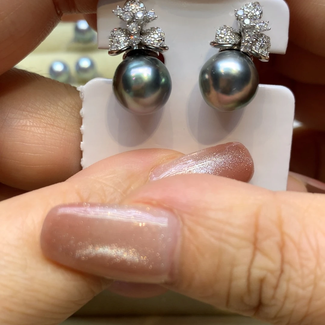 银S925镶嵌耳饰海水珍珠