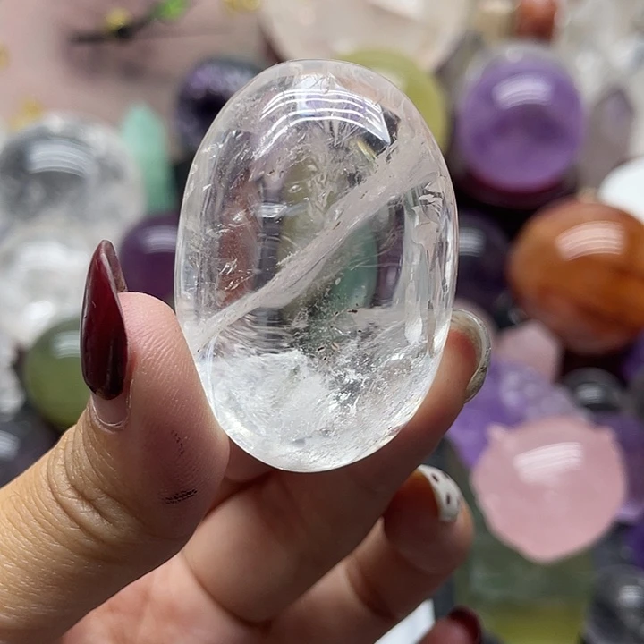 未镶嵌珠宝半成品水晶9白水晶把玩长4.6宽3.1