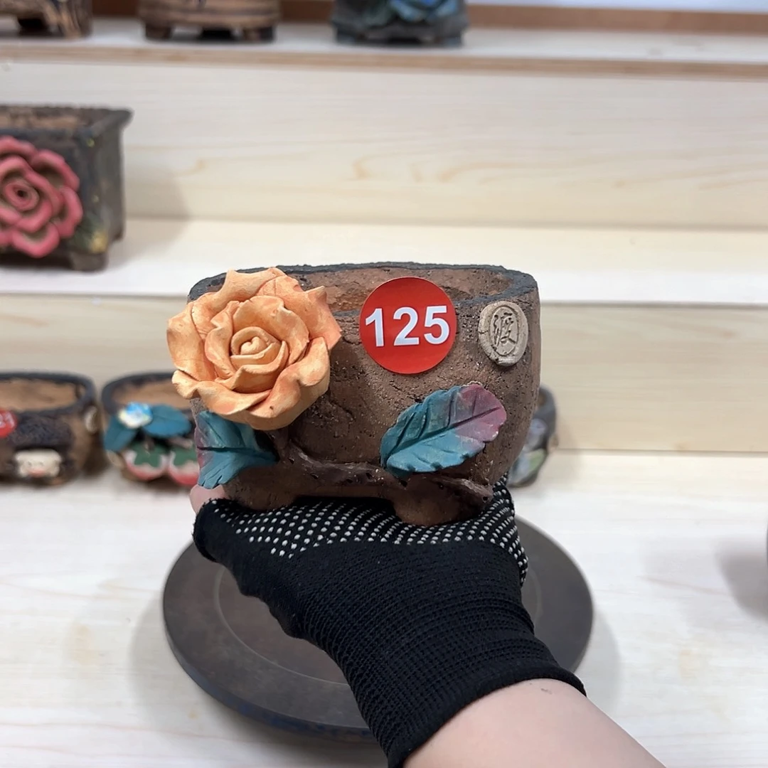 紫砂花盆125号内口10.5×7外高7