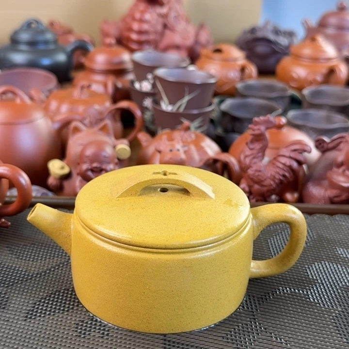 茶壶紫砂黄金段全手汉瓦180毫升