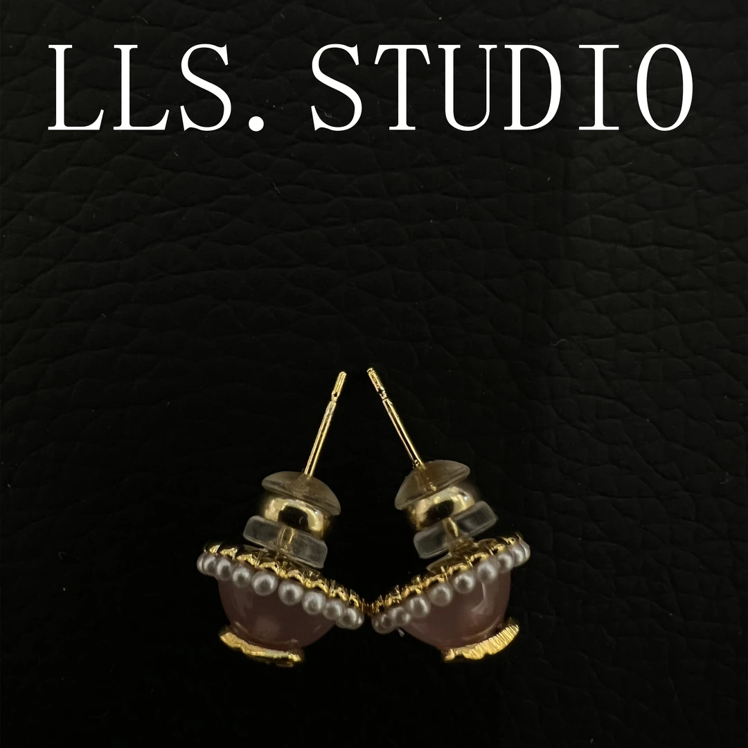 s925银针耳饰 粉cd 7076