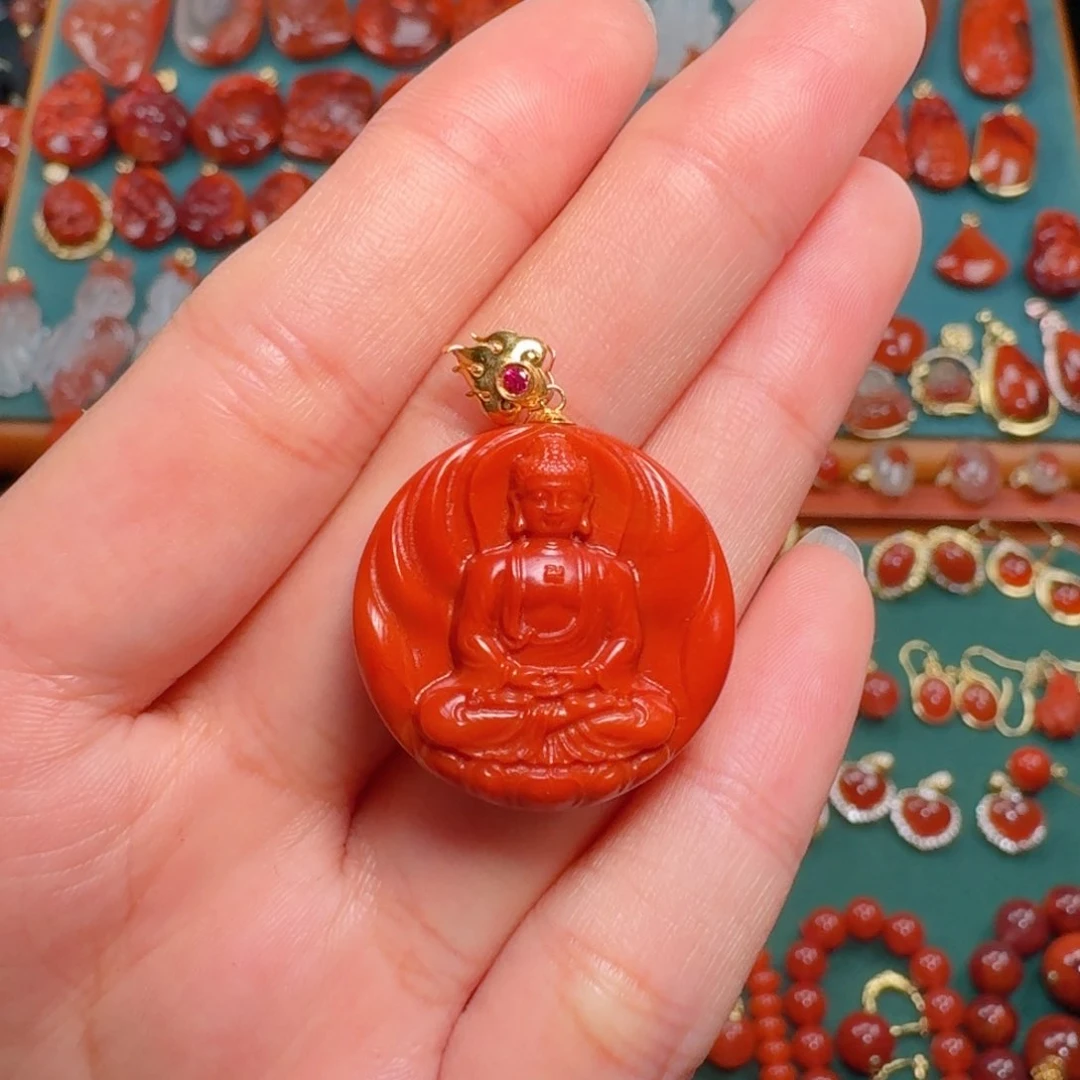 南红玛瑙南红18K金镶嵌