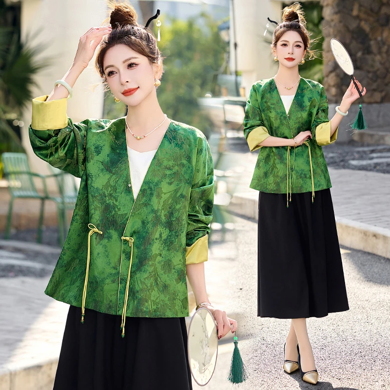 新中式国风提花外套女短款2025年春季新款高级感气质禅意百搭上衣