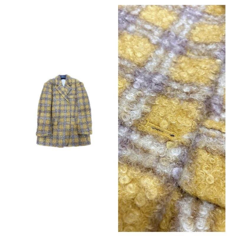 【黄玫瑰】2024新款羽绒冬季手工纺绵羊毛毛呢设计师名媛时尚外套