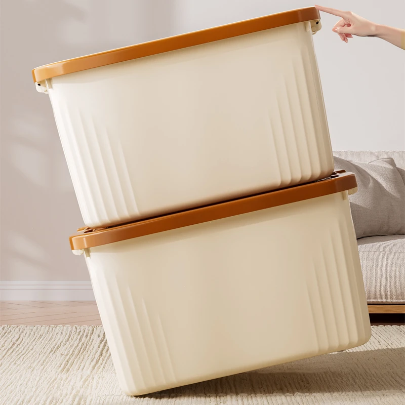 收纳箱家用衣服玩具零食书本大容量加厚塑料手提带盖储物盒整理箱