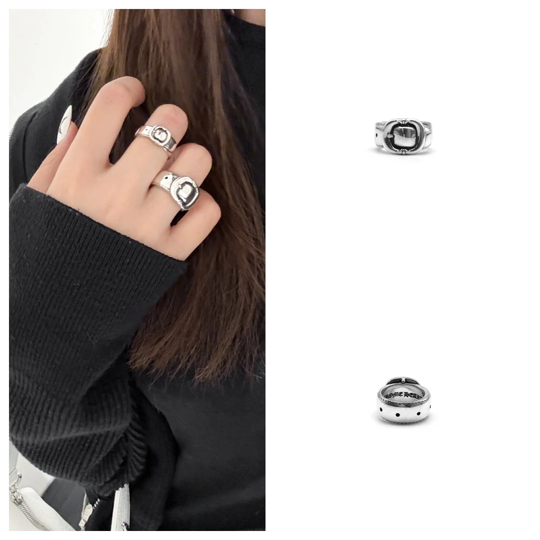 925银戒指 Chrome Hearts 克罗心  银色Gunslinger腰带戒指 粗款