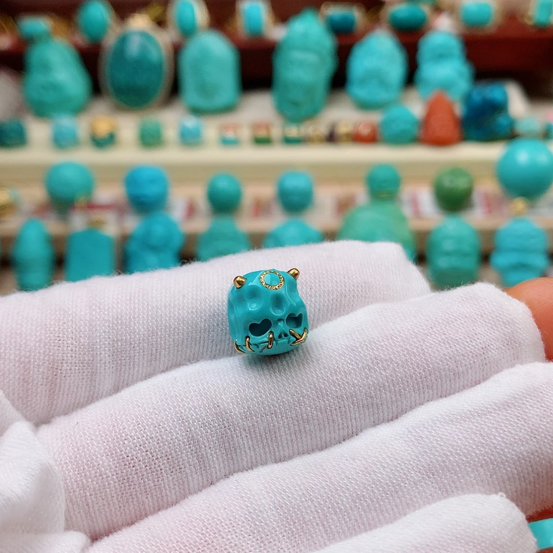 夜***色未镶嵌绿松石珠宝半成品