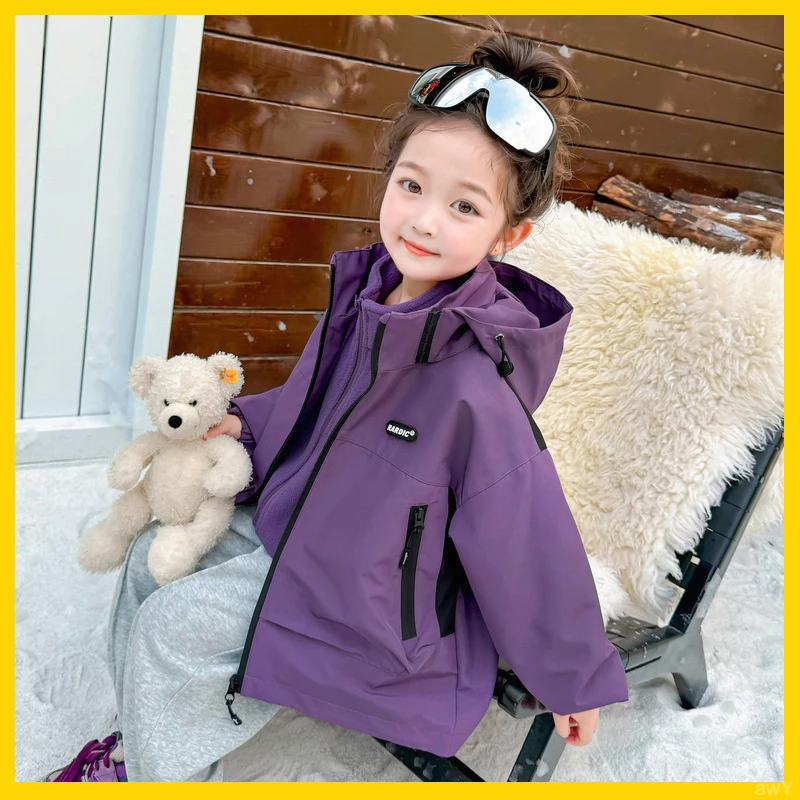 巴拉扣扣三合一冲锋衣摇新款2外套儿童女童上衣5儿童可拆卸秋冬款