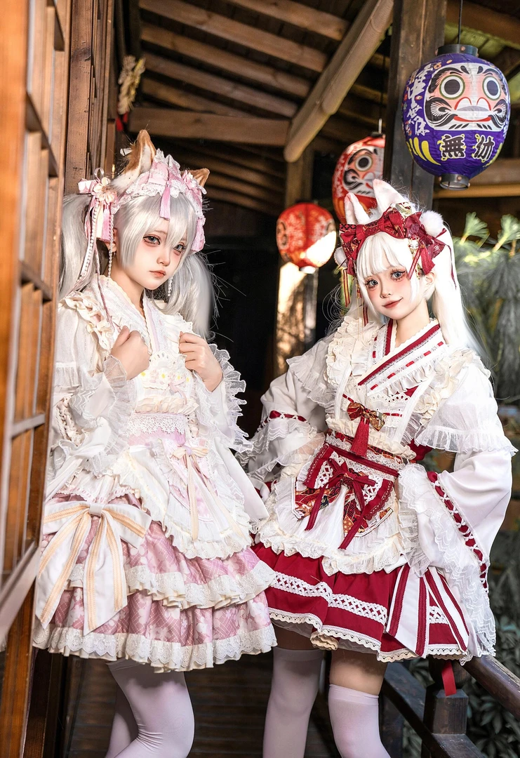 【新款现货】 稻荷恋  猫科小甜饼日式浴衣打歌服lolita裙