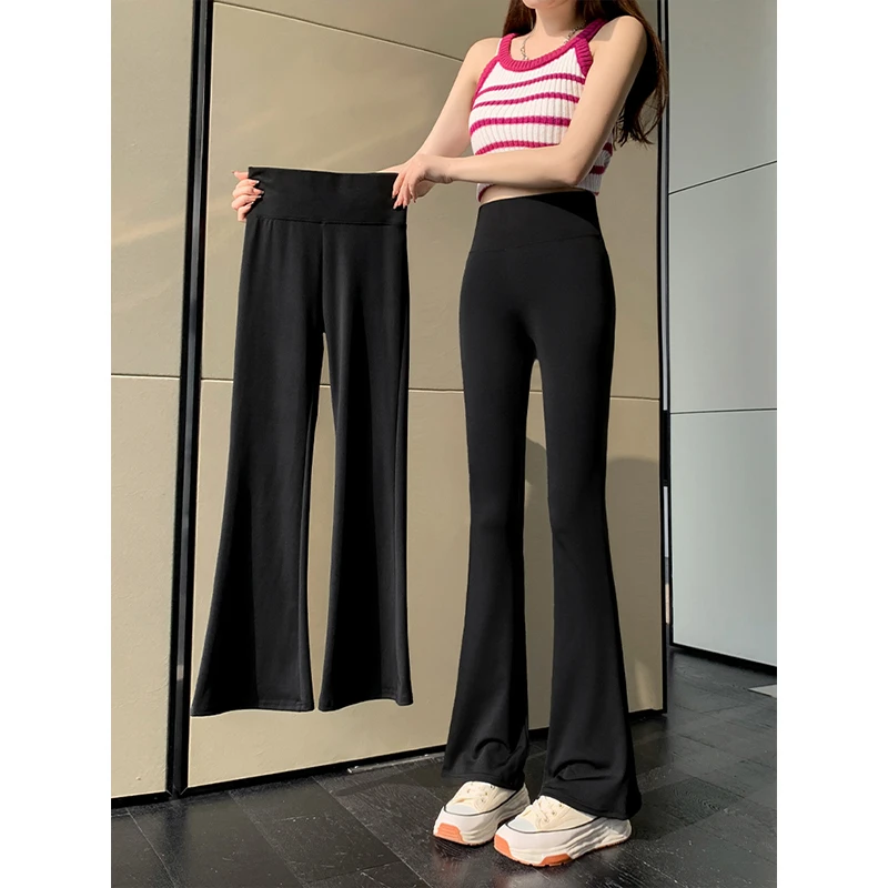 MosesQueen/魔西女王休闲微喇裤子高腰拖地长裤夏薄款显瘦马蹄裤