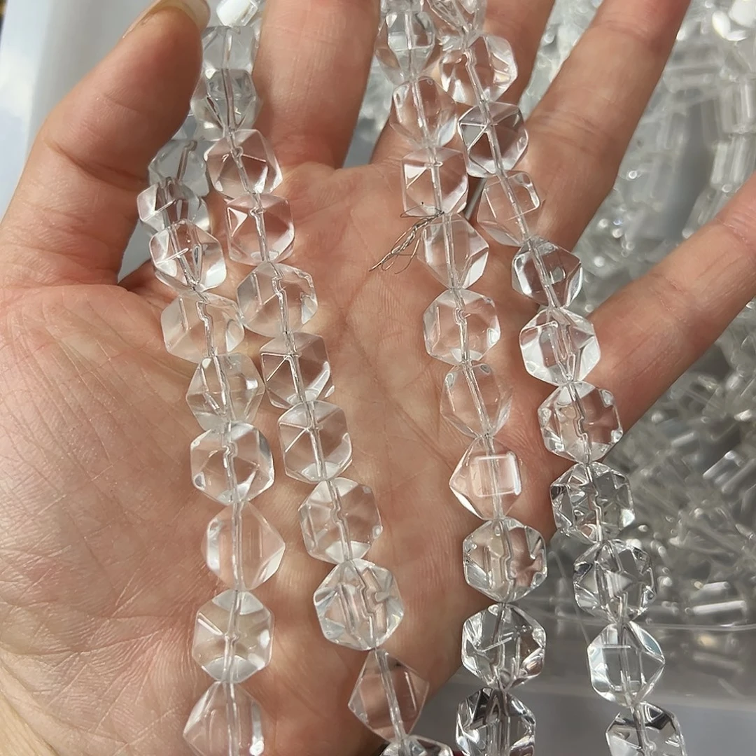 玛瑙/玉髓未镶嵌珠宝半成品，压电白水晶切面大长条