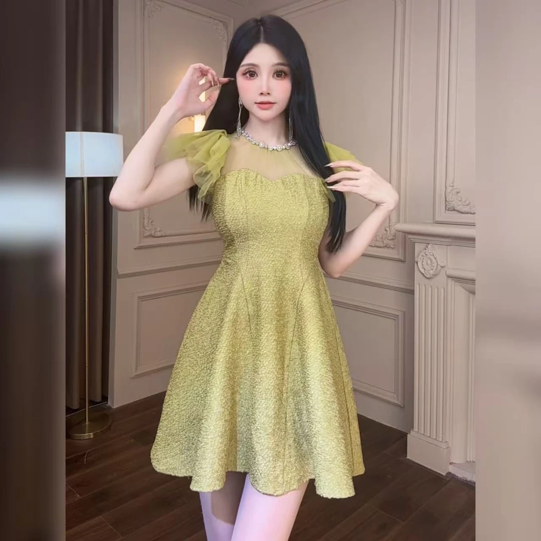 柔娜定制   显瘦气质轻奢法式收腰温柔甜美设计感连衣裙30884