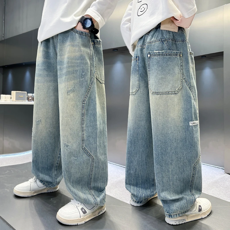 男童牛仔裤儿童工装裤2025春秋新款秋季中大童春装休闲裤男孩裤子