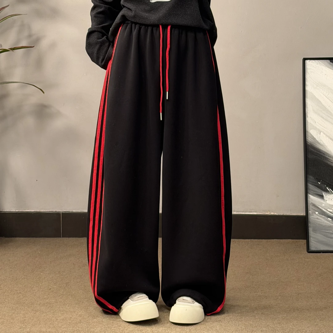 60031冬季加绒加厚卫裤休闲裤慵懒风宽松显瘦韩版复古百搭时尚款.