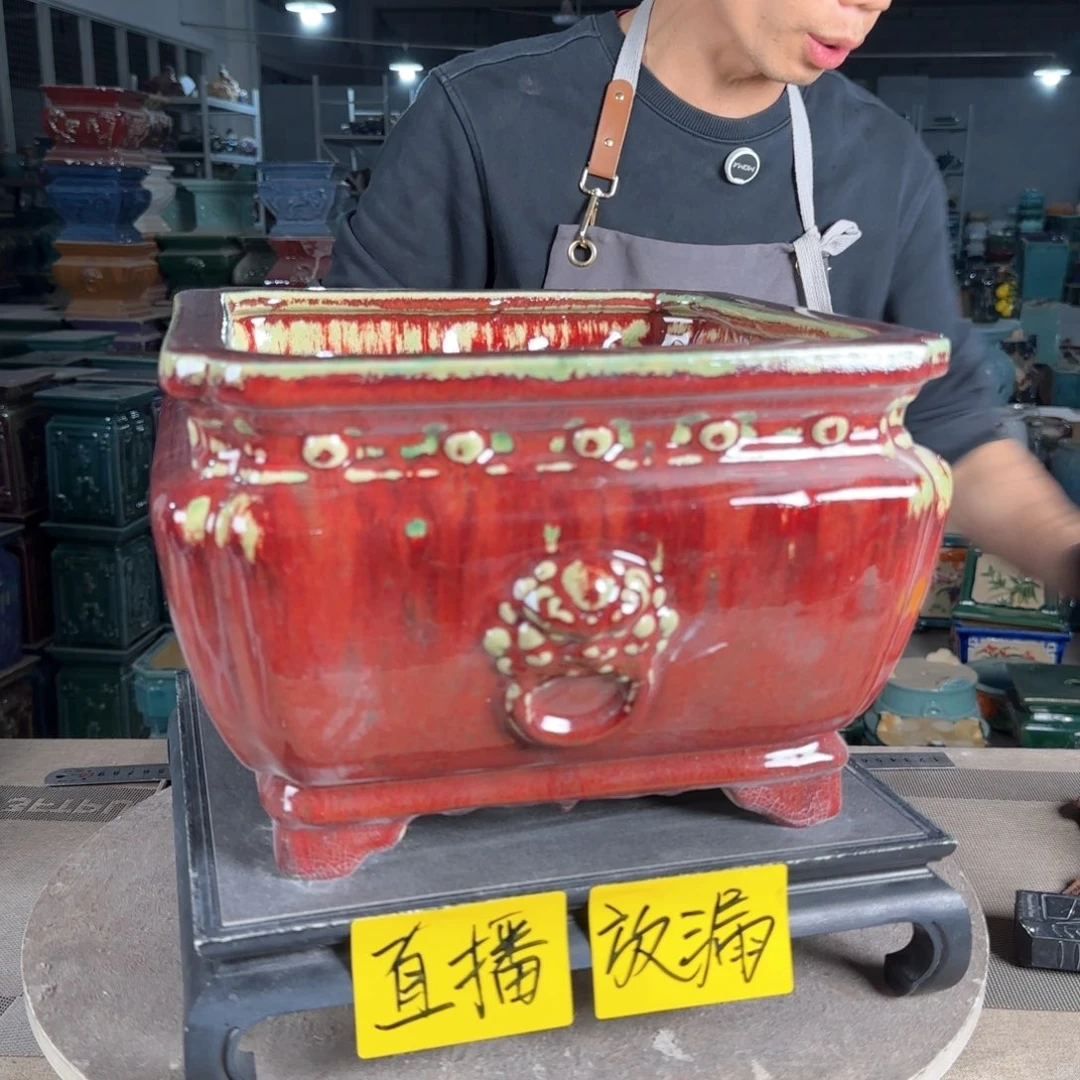 一风堂石湾花盆。村**院盆口轻微变形微瑕157