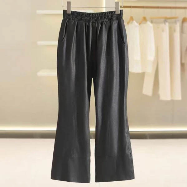 GFL 8505时尚百搭松紧腰显瘦微喇皮裤