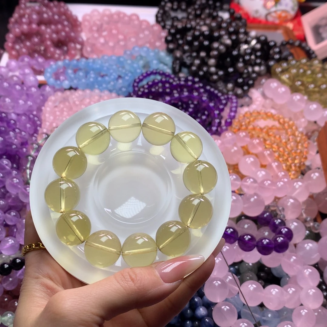 水晶手链未镶嵌朱***亚高货柠檬黄卡17-16.5