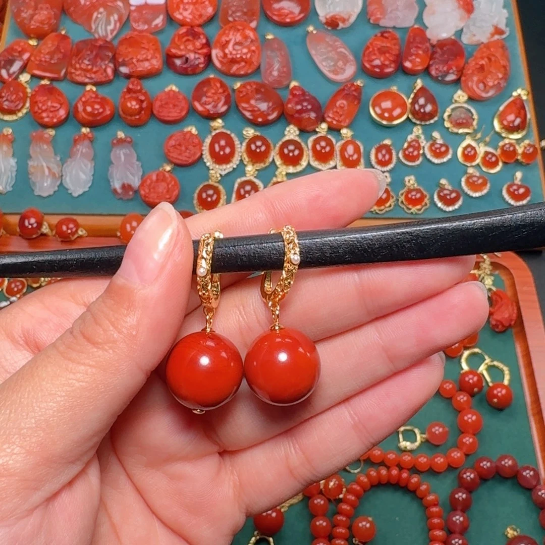 南红玛瑙南红14+银S925镶嵌