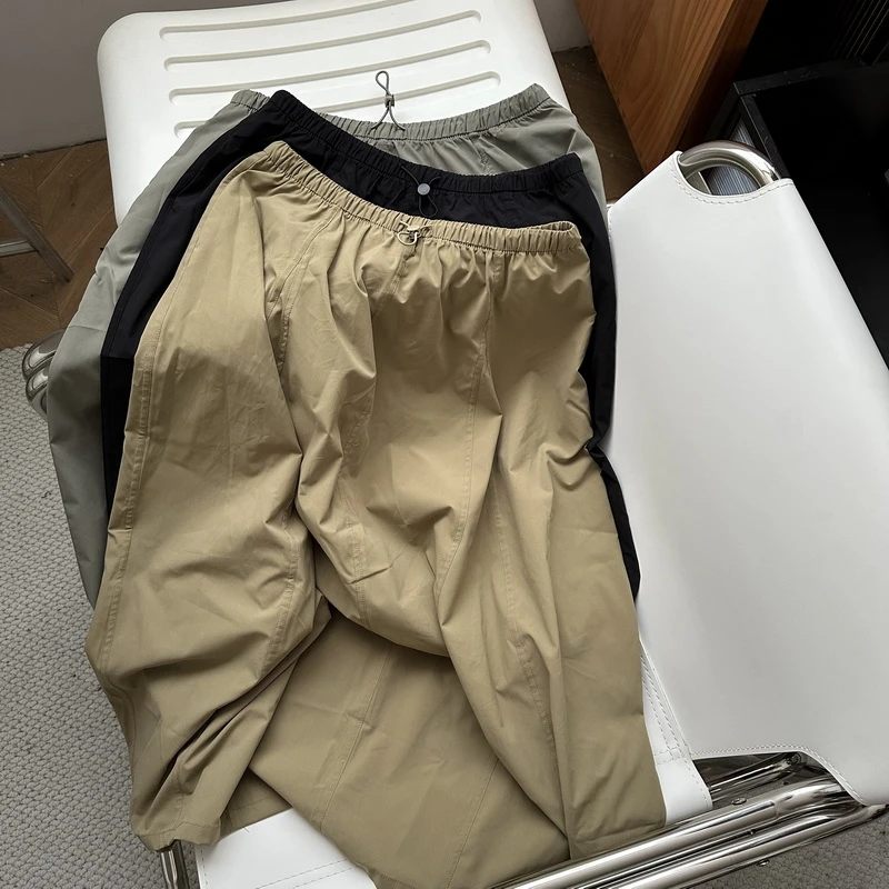 山系户外拼接中长款A字半身裙 夏季显瘦遮肉宽松百搭日系工装裙