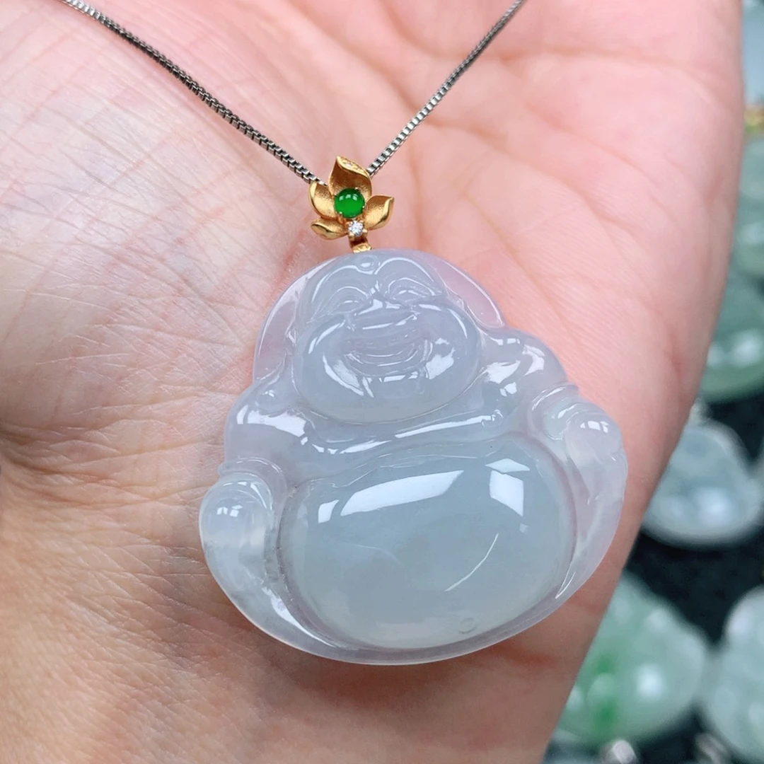 翡翠吊坠(不含链)18K金镶嵌