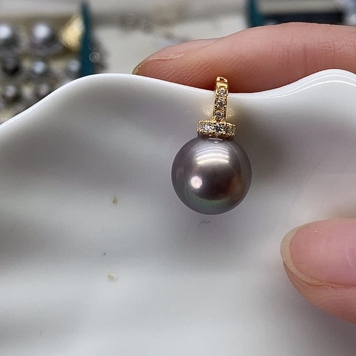 淡水珍珠银S925镶嵌吊坠(不含链)