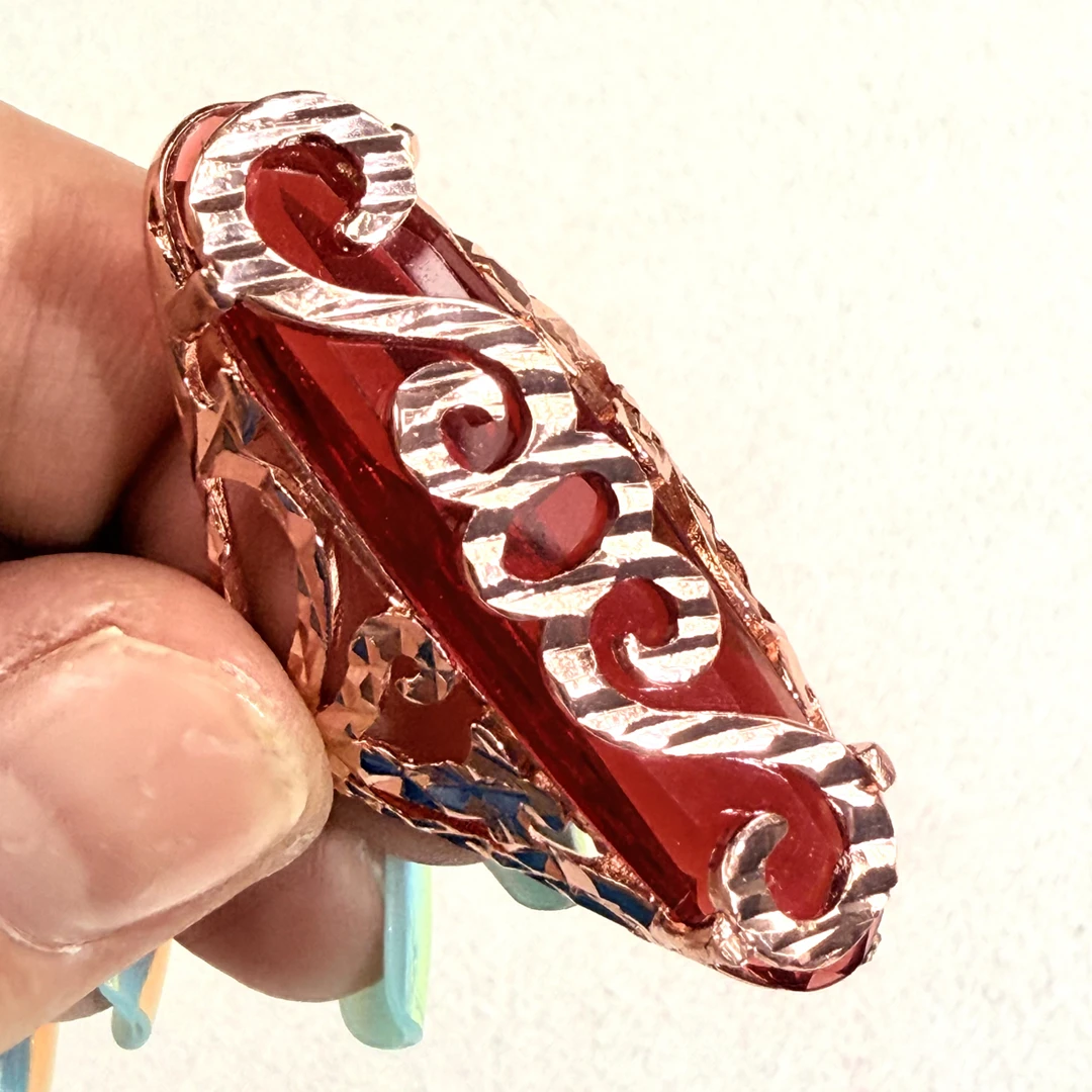 纯铜戒指 新款يېڭىلىق قىزىل ياقۇت ئۈزۈك