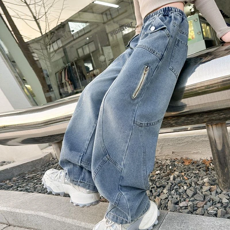 女童牛仔裤春秋2025新款儿童显高显瘦百搭裤子中大童时髦休闲长裤