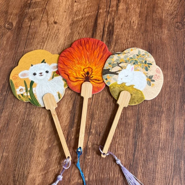 问纸楼·十色小号楮笺全熟宣纸加厚卡纸团扇空白双面可写可画