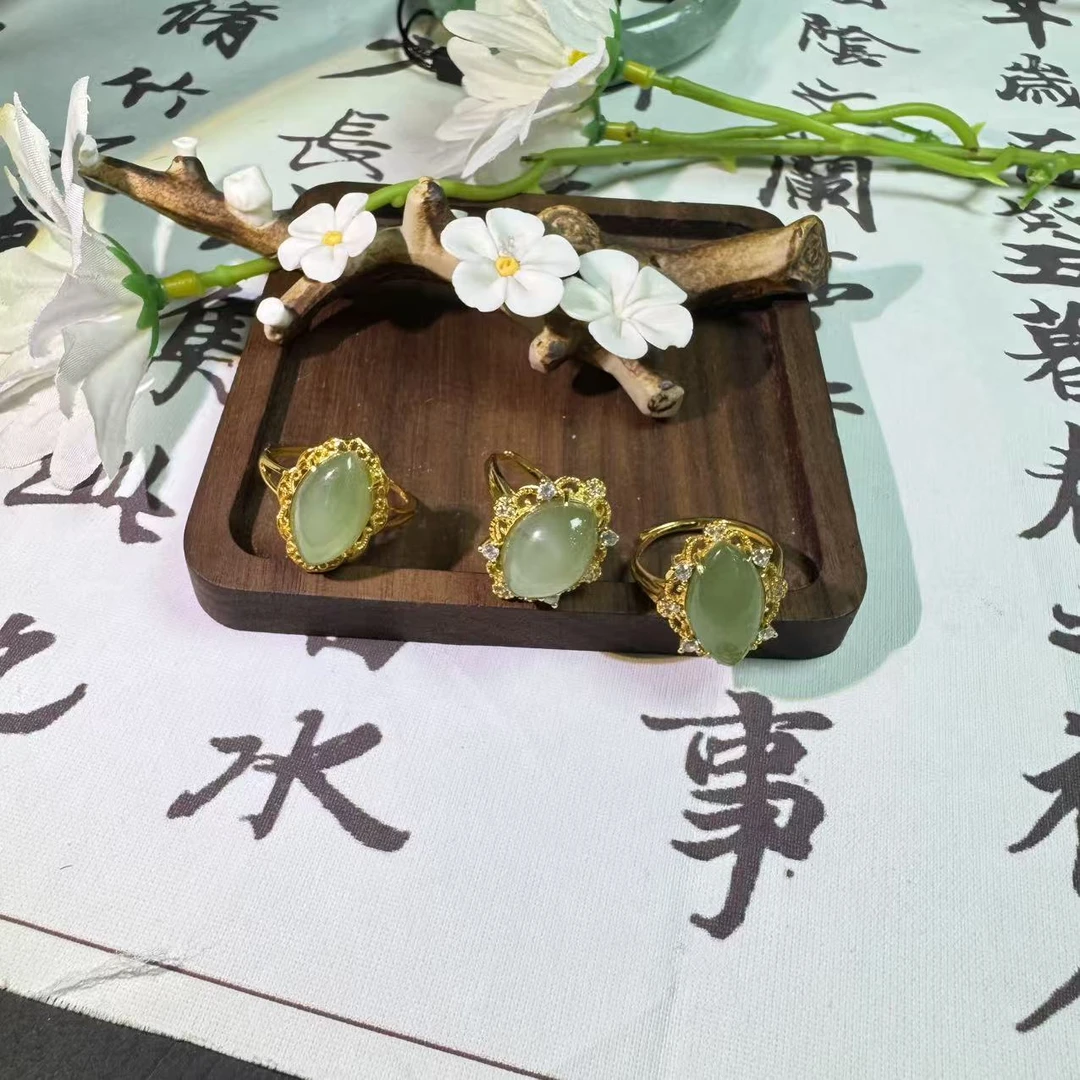 天然和田玉猫眼戒指 拍一发一多样性发其一 1080213