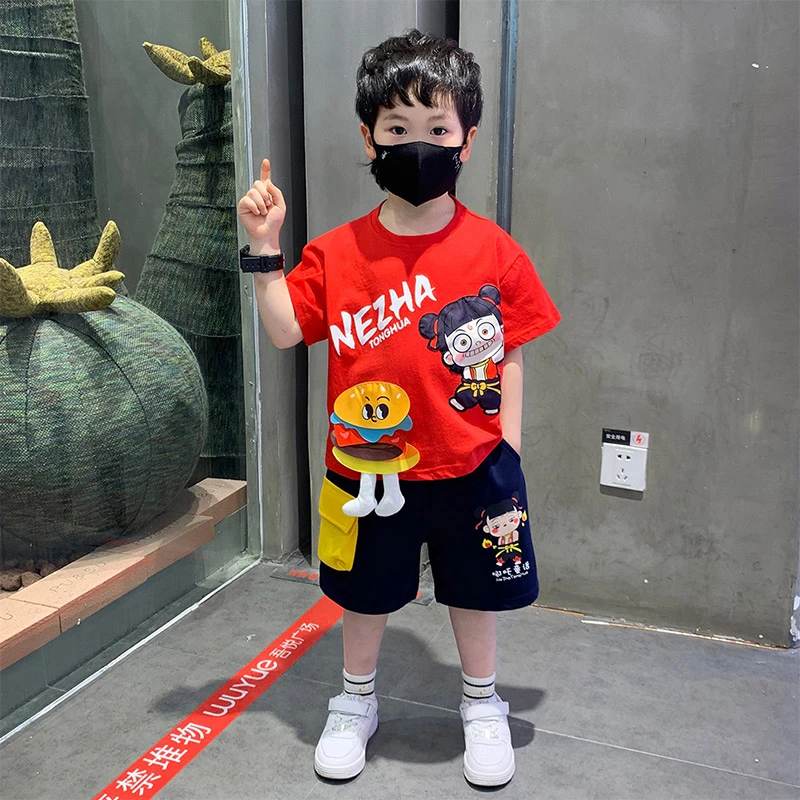 哪吒衣服男童夏装套装2025新款帅气时髦宝宝儿童装夏季短袖两件套
