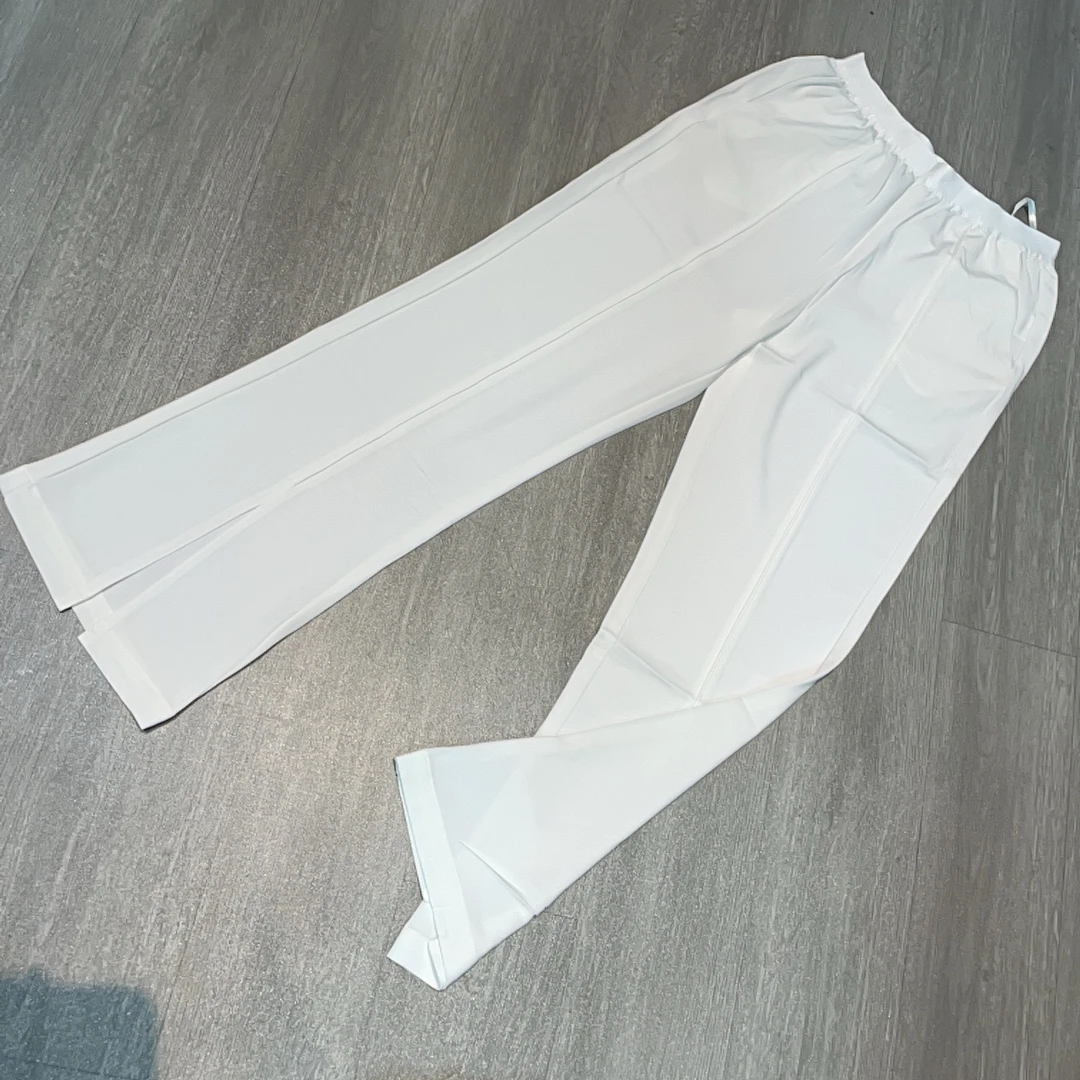白色开叉休闲微喇裤女高腰显瘦垂感长裤-果梓1020