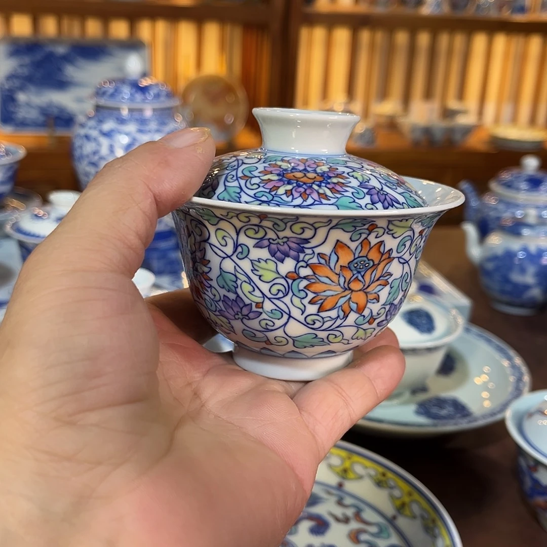 錡镇堂手工手绘盖碗