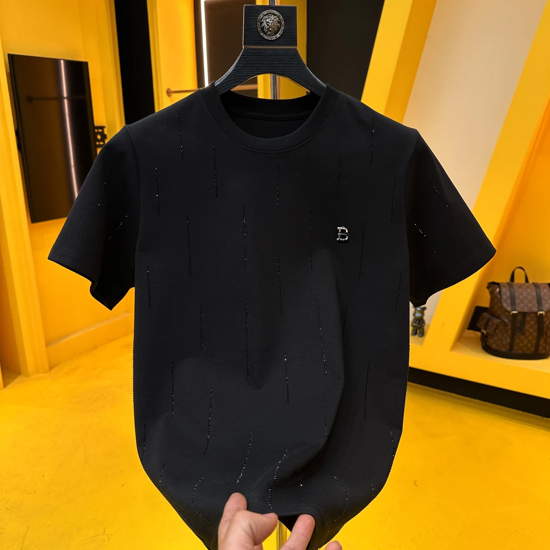 8815#重磅短袖T恤轻奢时尚休闲圆领修身百搭