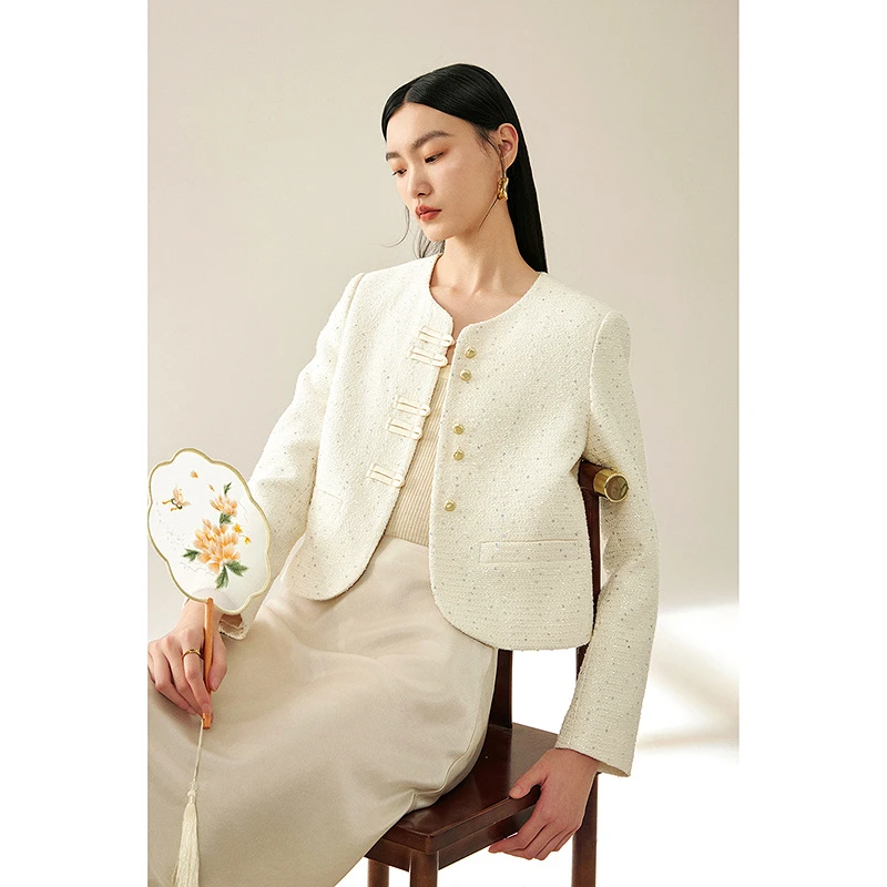 【小余专属】MOFAN摩凡秋新款杏米色短外套MDW472694