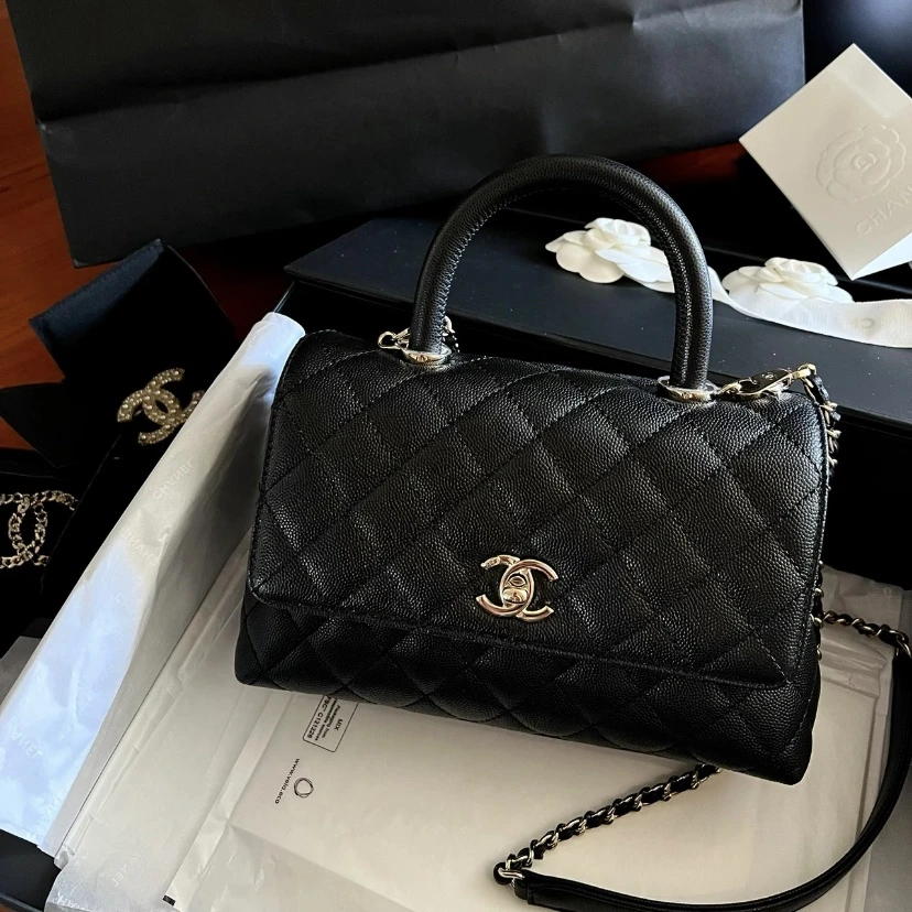 99新 Chanel/香奈儿 Chanel黑金Coco憨豆小号 25090057-01