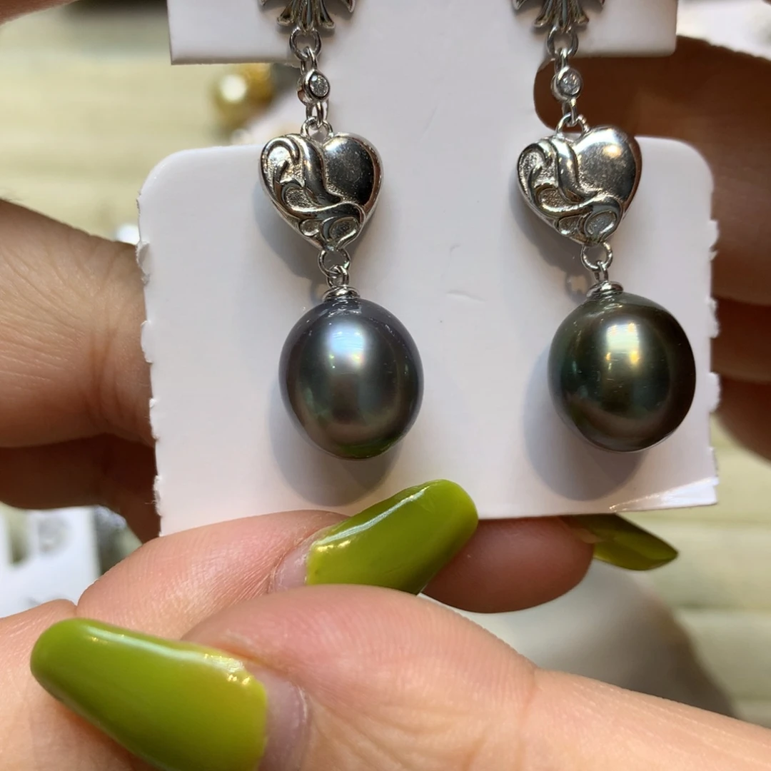 银S925镶嵌海水珍珠耳饰