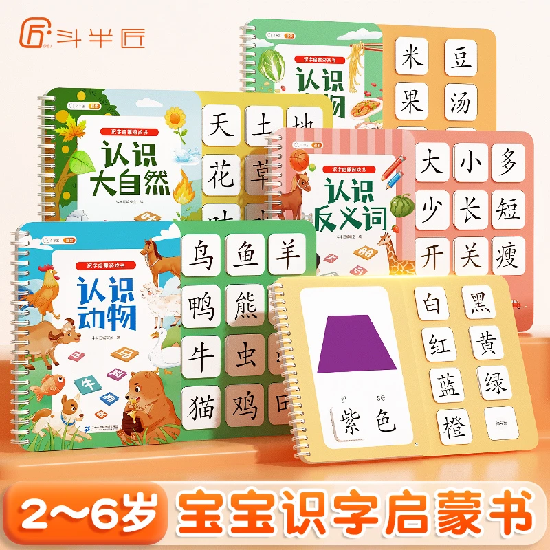 【斗半匠】识字启蒙游戏书2-6岁幼儿早教学前认字卡十大全面认知