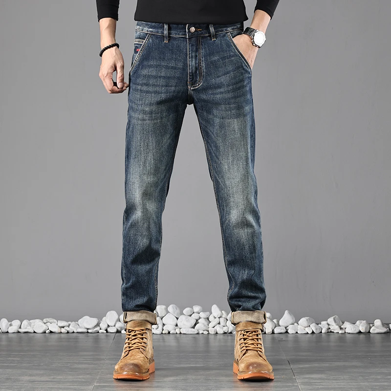 轻奢九分牛仔裤男春秋弹力修身直筒男士长裤水洗休闲裤子时尚百搭