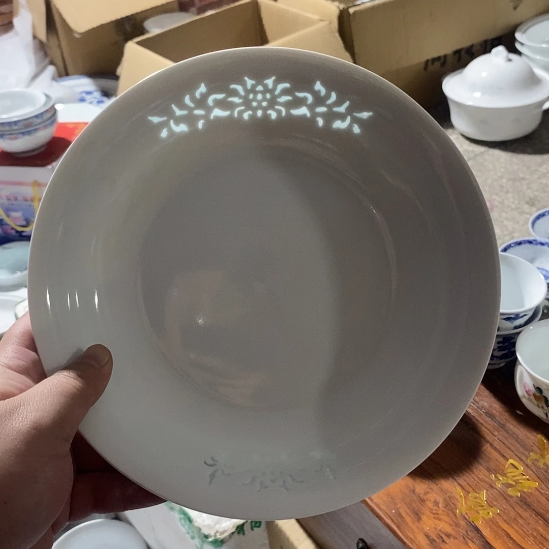 瓷摆件8寸高温玲珑瓷盘2支