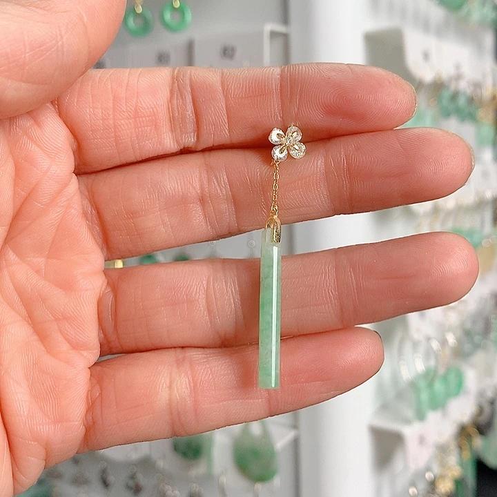 翡翠耳饰银S925镶嵌自**翔翡翠